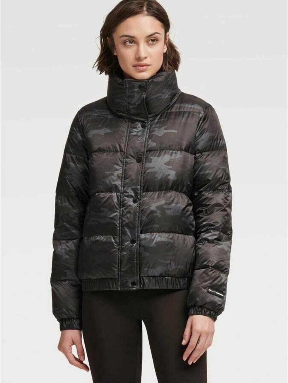 DKNY Womens Camo Print Down Jacket Size XL
